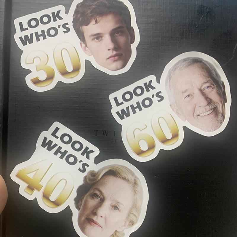 5cm Customized Birthday Sticker Personalized Years With Face Label Custom Birth Paper Stickers Party Supply