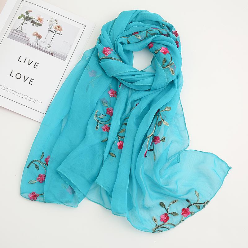India Bohemian Chiffon Scarf Women Muslim Hijab Print Scarves Beach Flower Shawl Wrap Embroidered Scarf Ethnic Bandana 180*75Cm