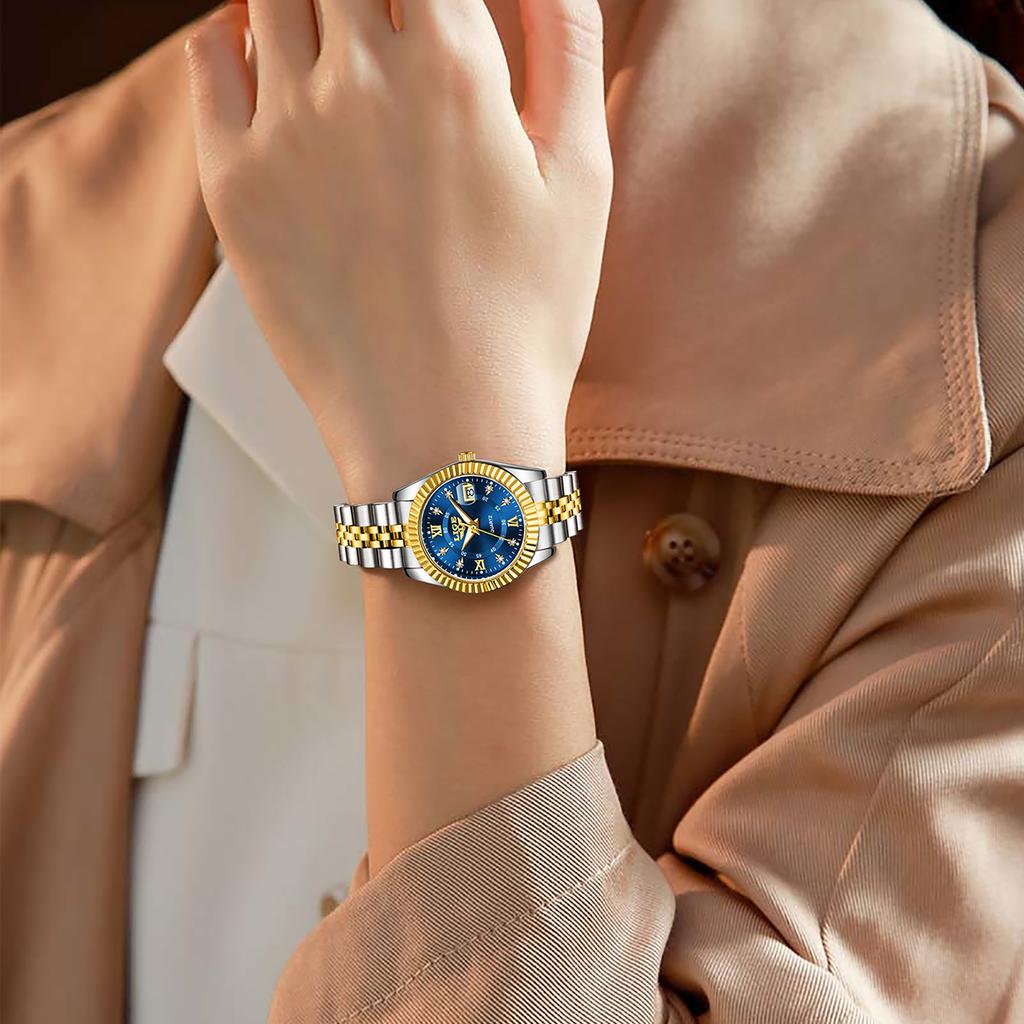 Women Diamond Watches Top Brand Luxury Women's Bracelet Watch Simple Round Waterproof Luminous Quartz Wristwatch