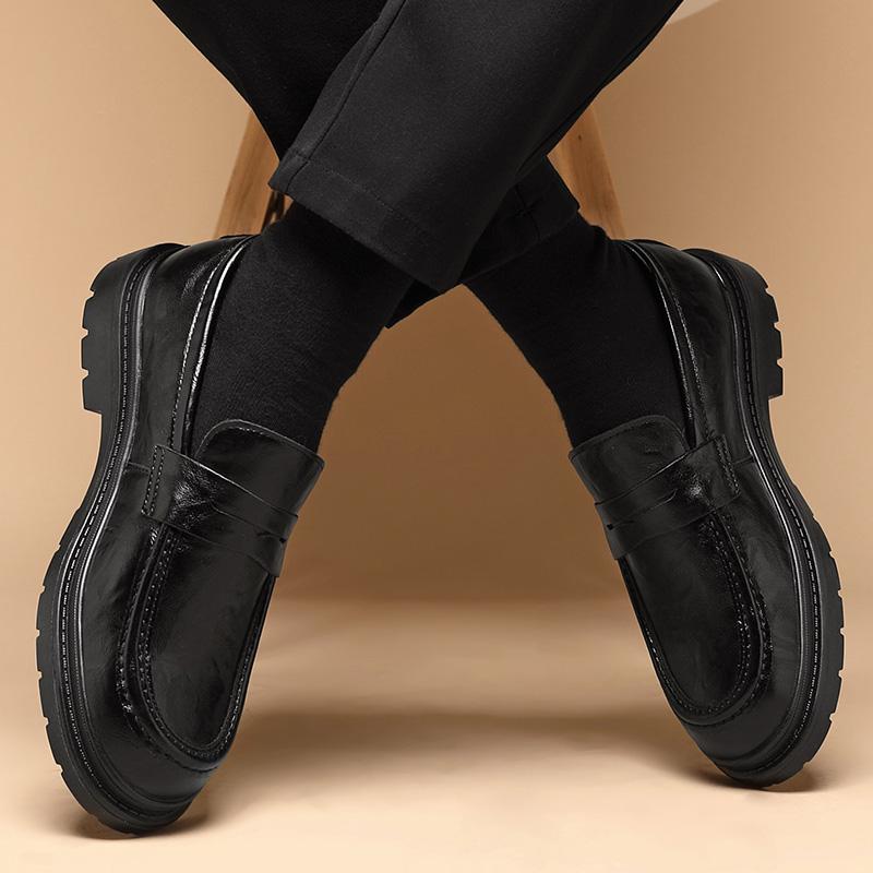 Black men's loafers Minimalist and design style Leisure Business Office Daily Office Party Leather shoes Gentleman adults