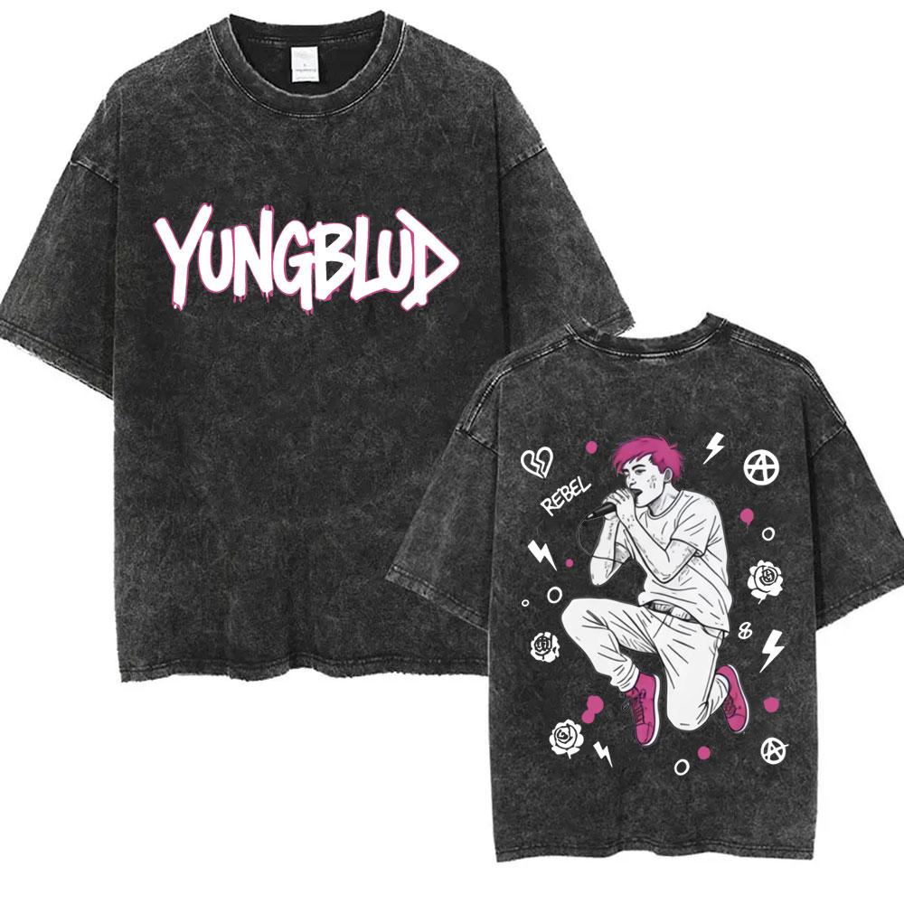 

Washed Vintage Singer Yungblud Gateway To Heaven Merch Tshirt Men Fashion Hip Hop T Shirts Mens Rock Retro Oversized Tshirts S