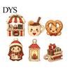 Wooden Tiered Tray Decor 6Pcs Christmas Tabletop Signs, Xmas Sign Decor, Santa Winter Holiday Home Accents Snowman Reindeer Gingerbread House