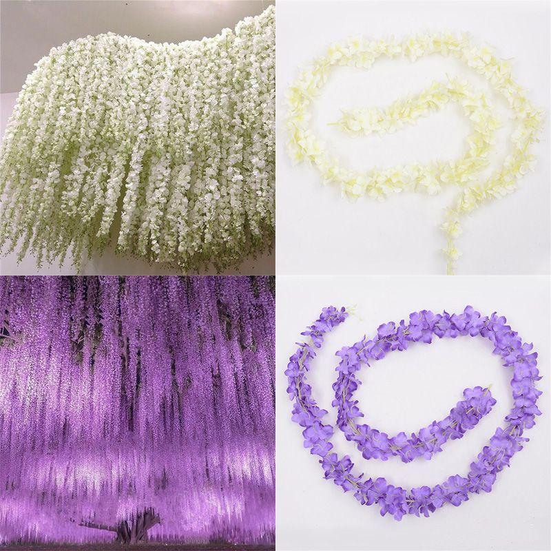 Stunning 2m Artificial Wisteria Silk Fake Ivy Garland For Beautiful Wedding Decor