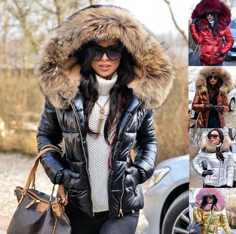 Nová evropská a americká dámská bavlnou vycpaná péřová bunda - krátký styl