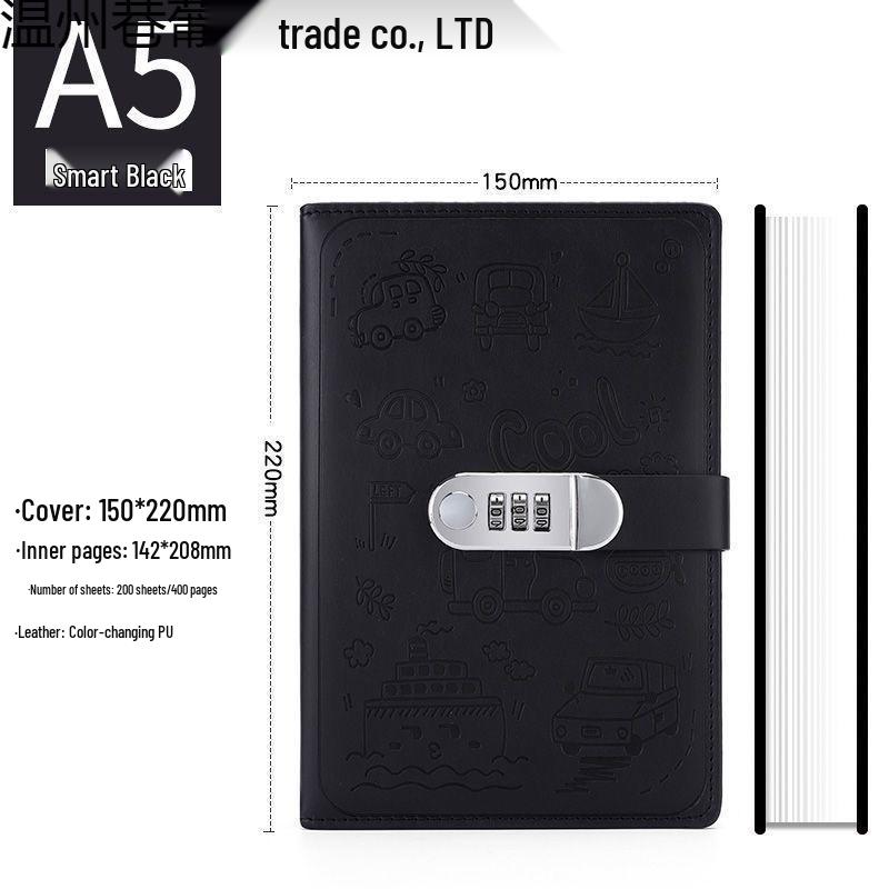 Cartoon Student Password Diary with Lock – Thick Stationery Notebook Planner