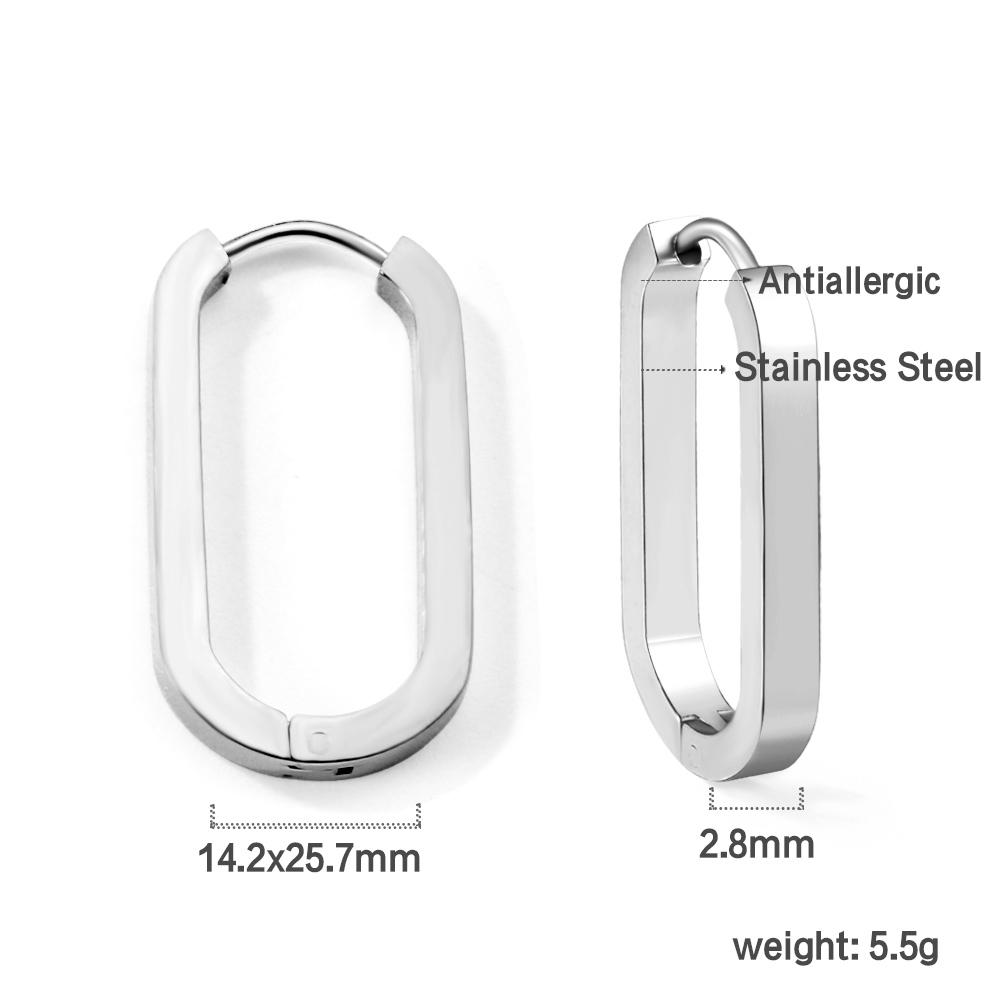 Stainless Steel Smooth Metal Hoop Earrings for Women Girls Men Oval Shape Circle Round Hoops Jewelry Gifts Fashion Accessories
