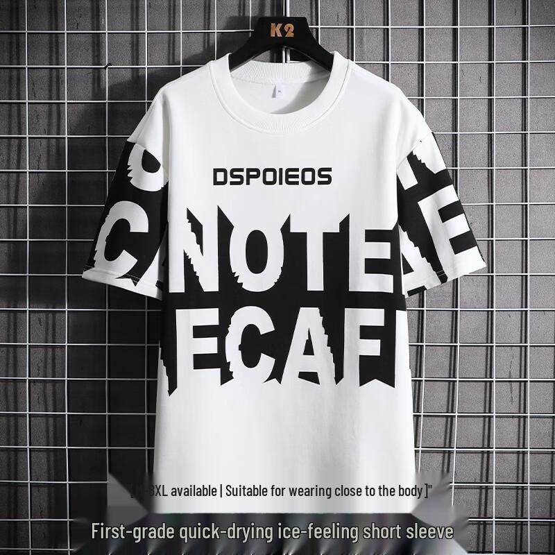 Men s Cool-Feel Quick-Dry Loose Fit Round Neck T-Shirt 6XL