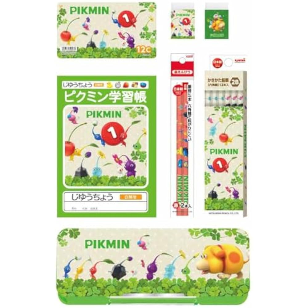 Pikmin [Zestaw Papierniczy] Papierniczy Zestaw 6 Sztuk Mitsubishi Pencil Przygotowanie do Szkoły Stati...