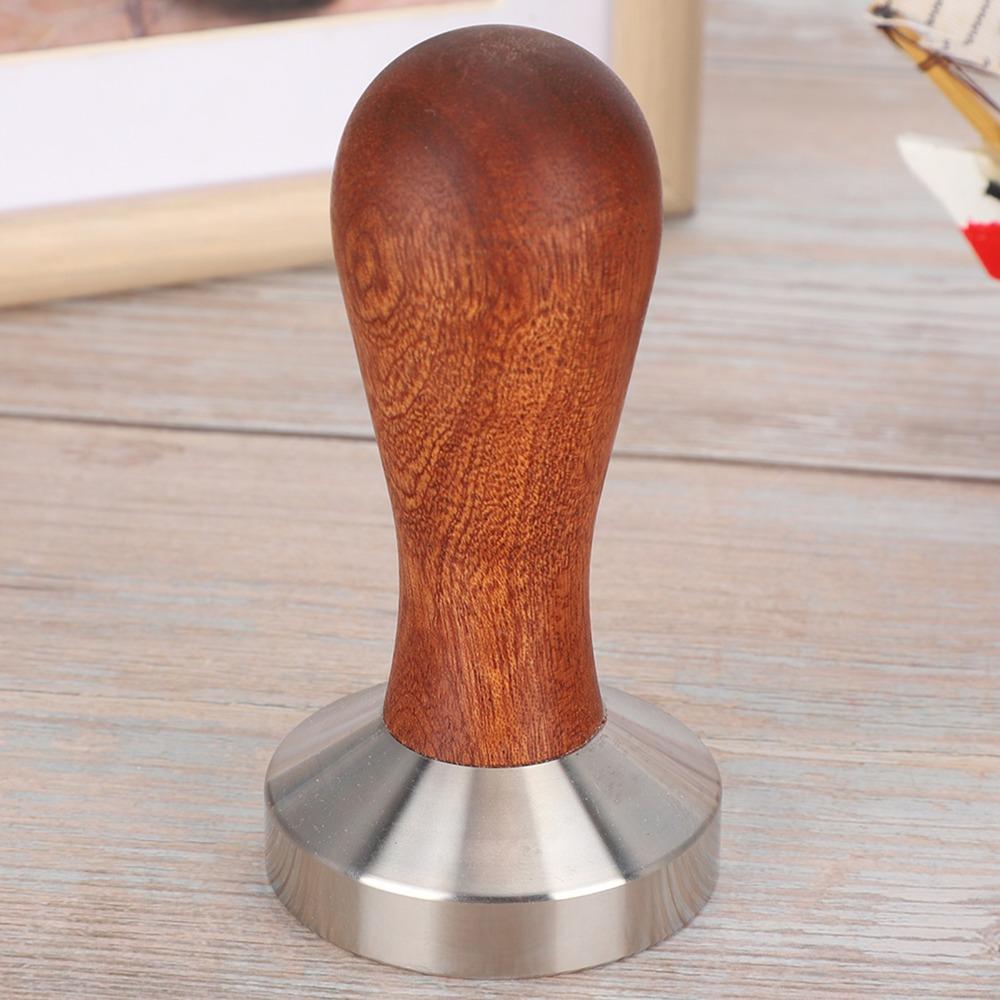 Wooden Handle Stainless Steel Coffee Tamper Flat Bottom Coffee Powder Pressing Tool  Coffee Making