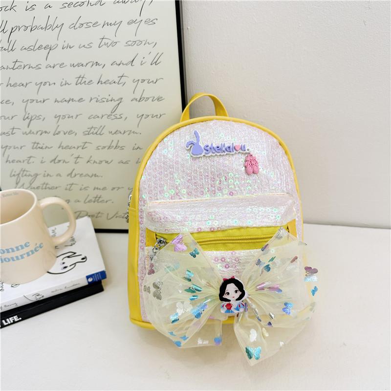 Cute Bowknot Children's Backpack Soft Adorable Girl's Pu Leather Princess Bag For Kindergarten