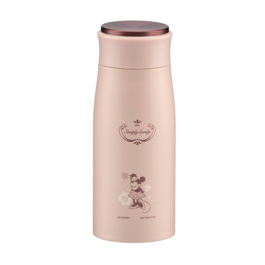 Captain Stag Disney Outdoor Water Bottle Direct Drinking Vacuum Insulated Thermal Preservation Cooling MP Personal 350ml Minnie Mouse Feminine MA-2340