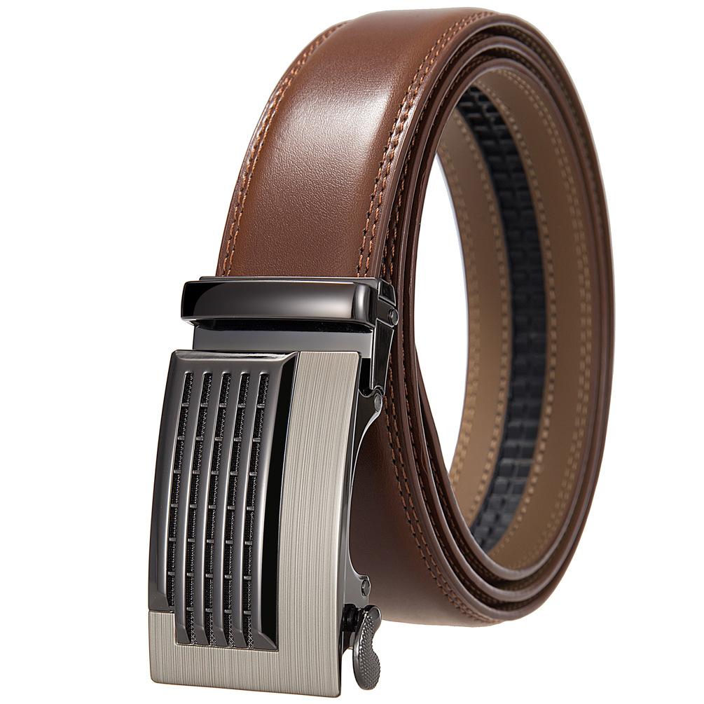 

1 шт. Модный универсальный, модный мужской ремень с автоматической пряжкой, двухслойная воловья кожа Ly36-31701-1 110-130CM