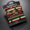 New 6-piece Set TEMU Hot-selling Punk Style Red, Green and Yellow Hand-woven Leather Bracelet Men's Bracelet