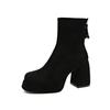 Women's Fashion High-heeled Boots Winter New British Style Soft Sole Anti-slippery  Versatile Keep Warm Leather Shoes