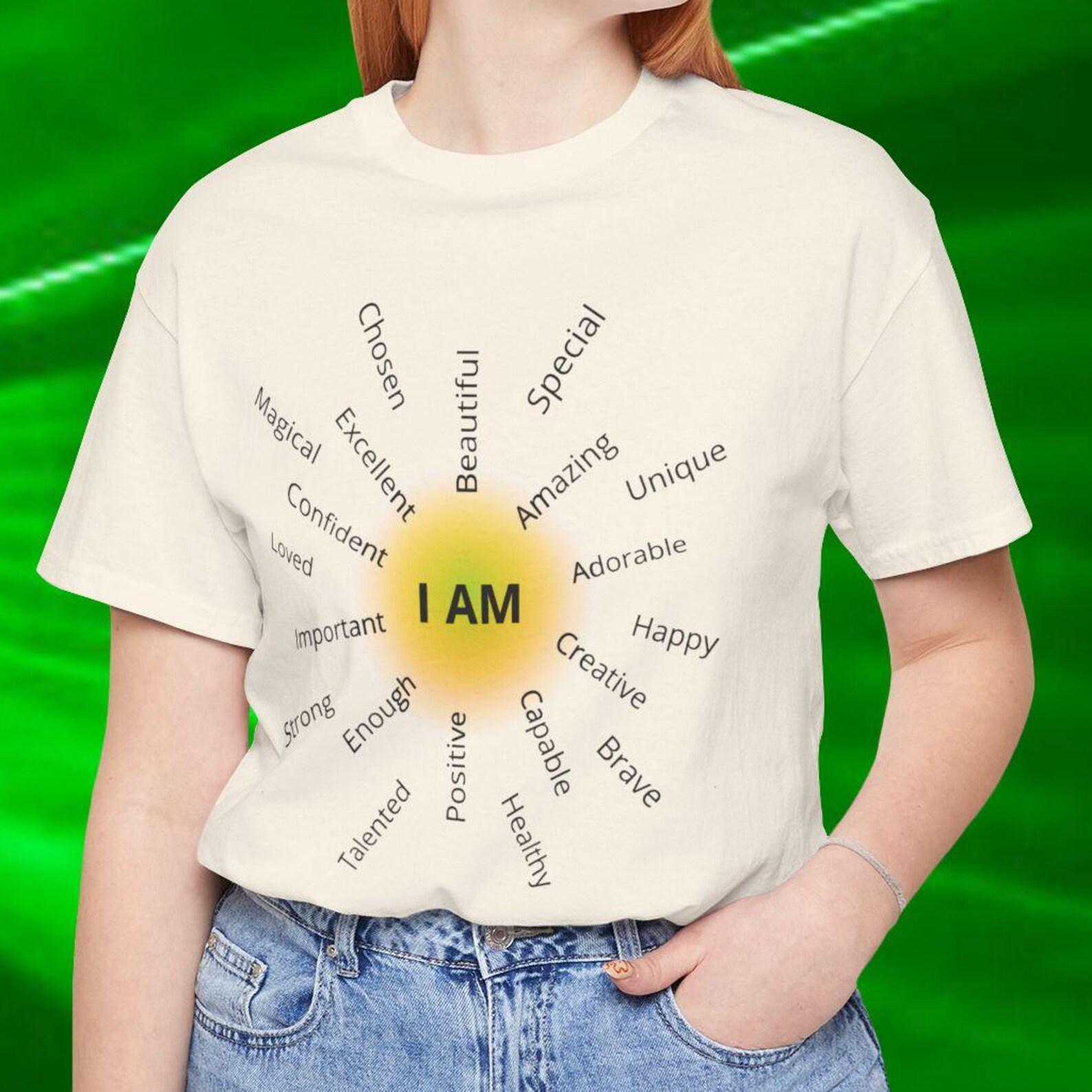 I Am Affirmation Shirt,Positive Words T shirt, Self Love Affirmation Tee,Mental Health Shirt, Confidence Myself Shirt,Inspirational Quote Tee 4XL