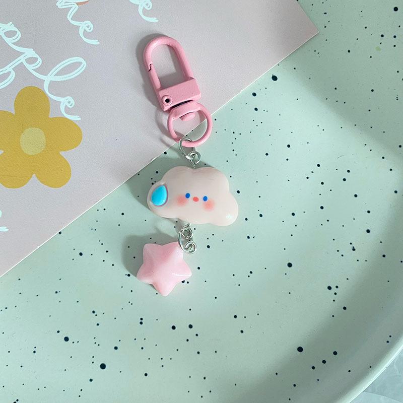 Llavero de Nube Estrella Colorida Lindo de Dibujos Animados Llavero de Pentagrama Para Funda de Auriculares Bolso Encanto Colgante Llavero Joyería Regalos