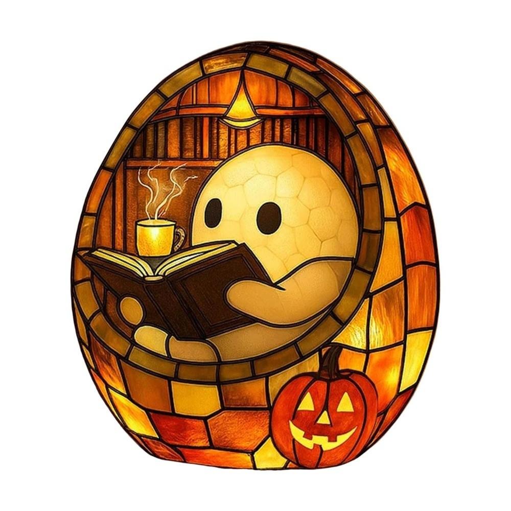 Handmade Ghost Reading Book Lamp Adorable Ghost Flickering Light Halloween Ghosts Night Light Ghost Decor