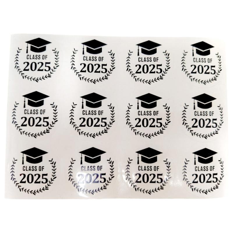 

120 Count Gold Foil Graduation Hat Sticker 40mm Clear PET Seal Sticker For Seal Envelope Card Packaging Party Decoration