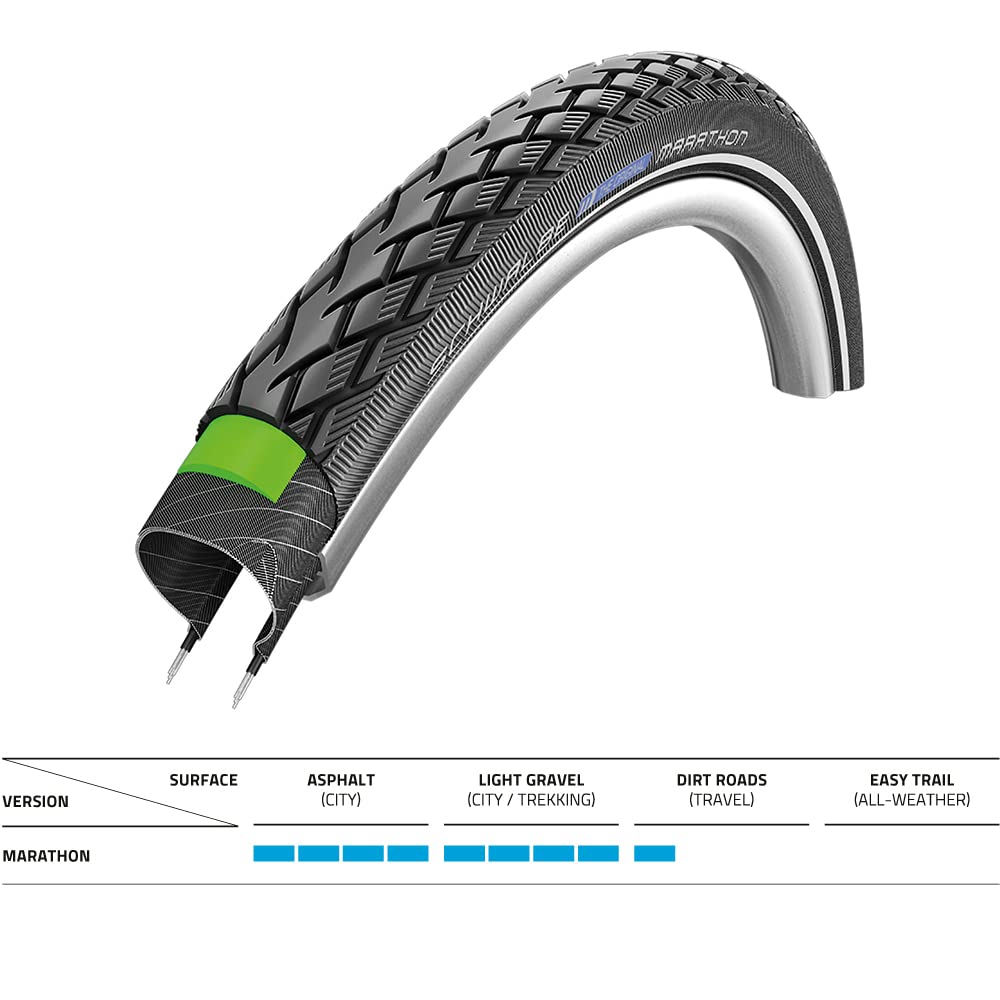 SCHWALBE Marathon 26x1.50 Clincher Tire (Genuine) for Touring, City Riding, and More