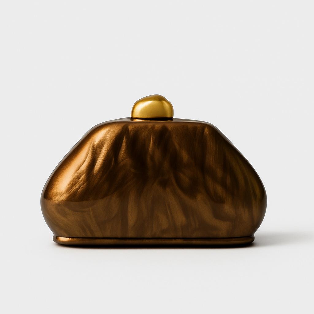 

Women S Shoulder Oblique Span Bag, Special-Shaped Shell Acrylic Bag, Fashion Wedding Dinner Clutch Bag бронзовый