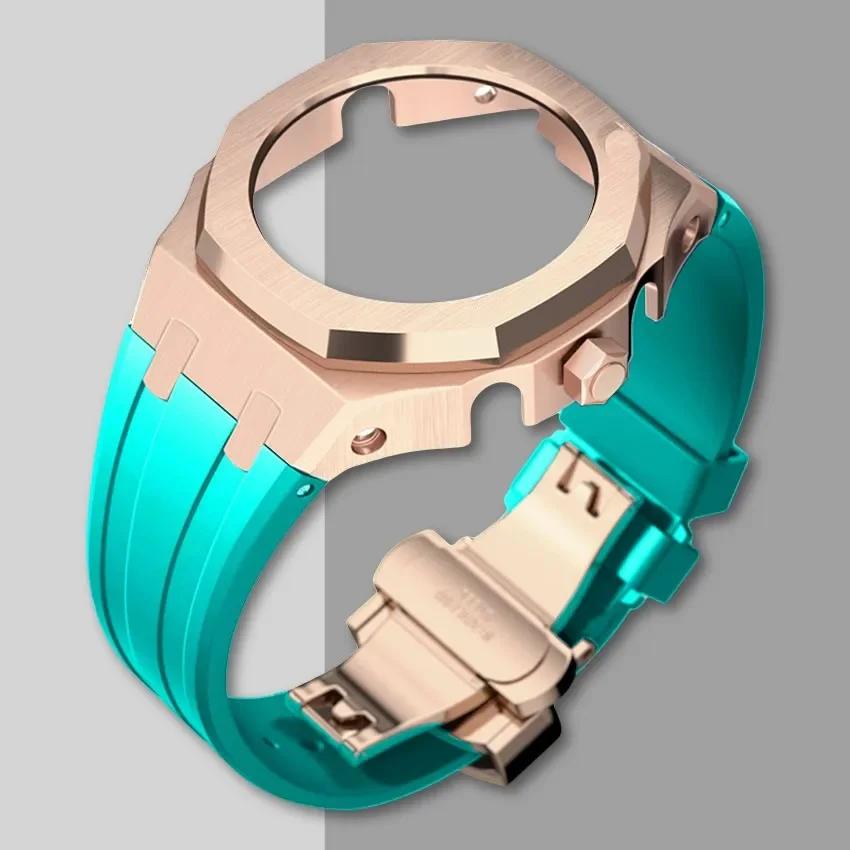 Ny Gen5 Casioak-fodral i rostfritt stål för G-Shock GA2100 Mod-kit Modifieringssats Metallram gummiband för GA2110 GAB2100