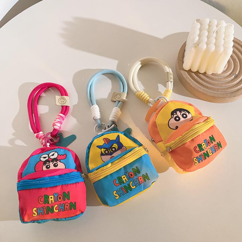 Crayon Shin-Chan Bag Mobile Phone Lanyard Wallet Earphone Case Storage Bag Anti Throwing Wrist Strap Cartoon Gifts For Kids Bag