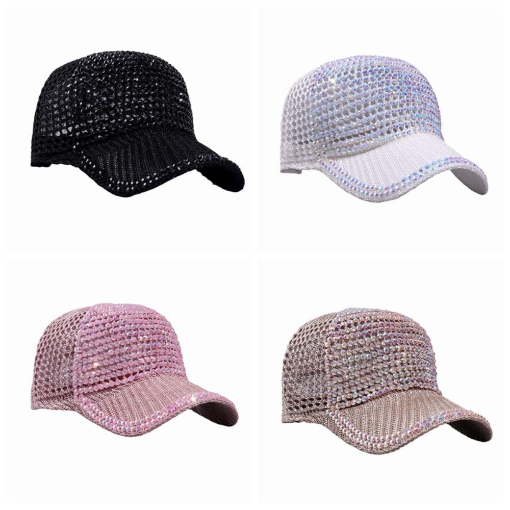 Lightweight Woman Shiny Cap Breathable Rhinestone Visor Hats  Outdoor Sports