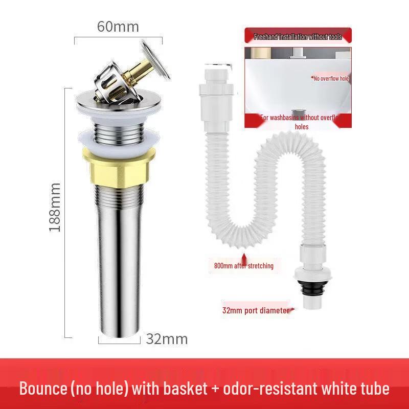 Stainless Steel Pop-up Drain Stopper with Basin Pipe