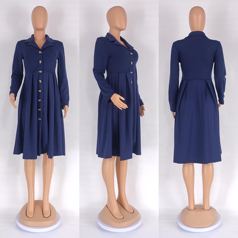 Solid Color V-Neck A-Line Dress with Belt, European & American Style, Plus Size, African Women