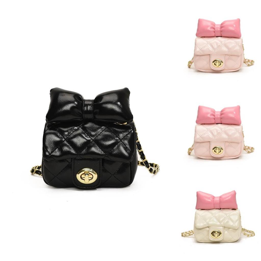 Charming Mini Crossbody Bag For Kids With Cute Bow Design Stylish Chain Strap