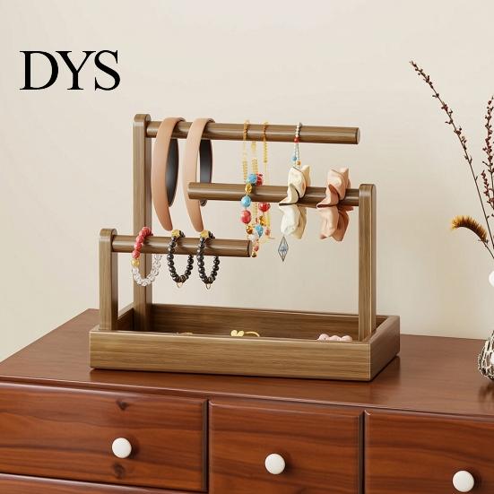 Desktop Storage Rack Wooden Headband Holder Stand, Hair Accessories Organizer Tray for Hairbands, Scrunchies, Wood Ties, Bows & Clips, Jewelry Display
