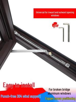 Soporte de Viento sin Taladro Roto-térmico Limitador para Ventana y Puerta de Aluminio