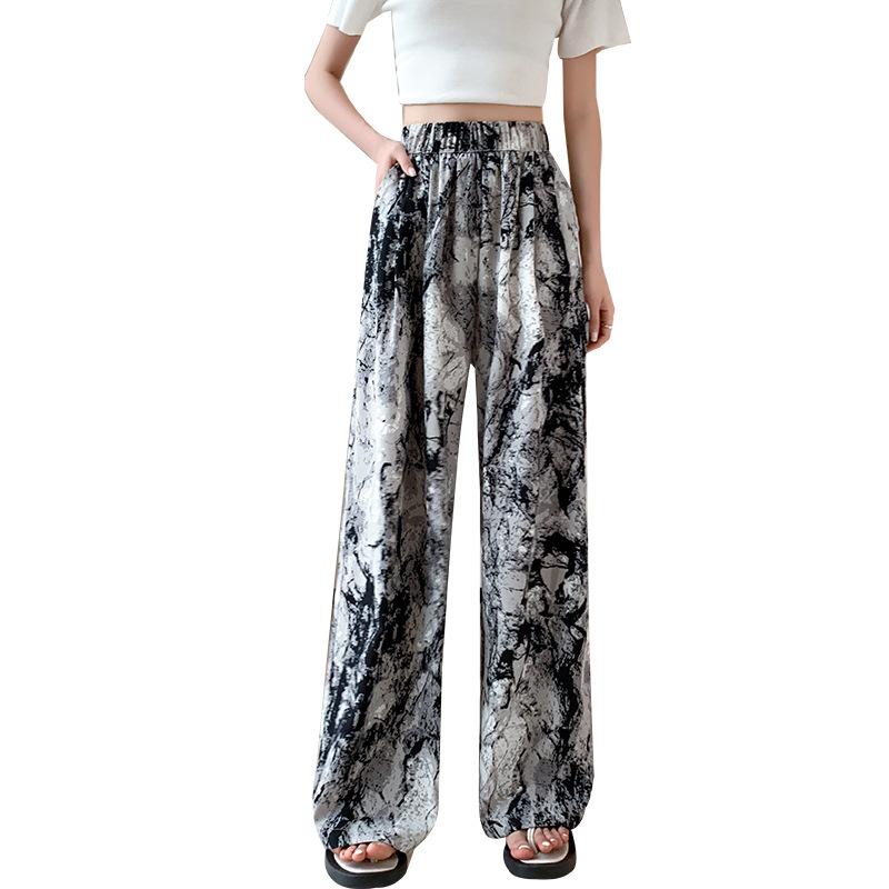Ink Painting Tie-dye Wide-leg Pants for Women with High Waist Slim Casual Pants for Women Yamamoto Pants Cool Pants for Women In Summer