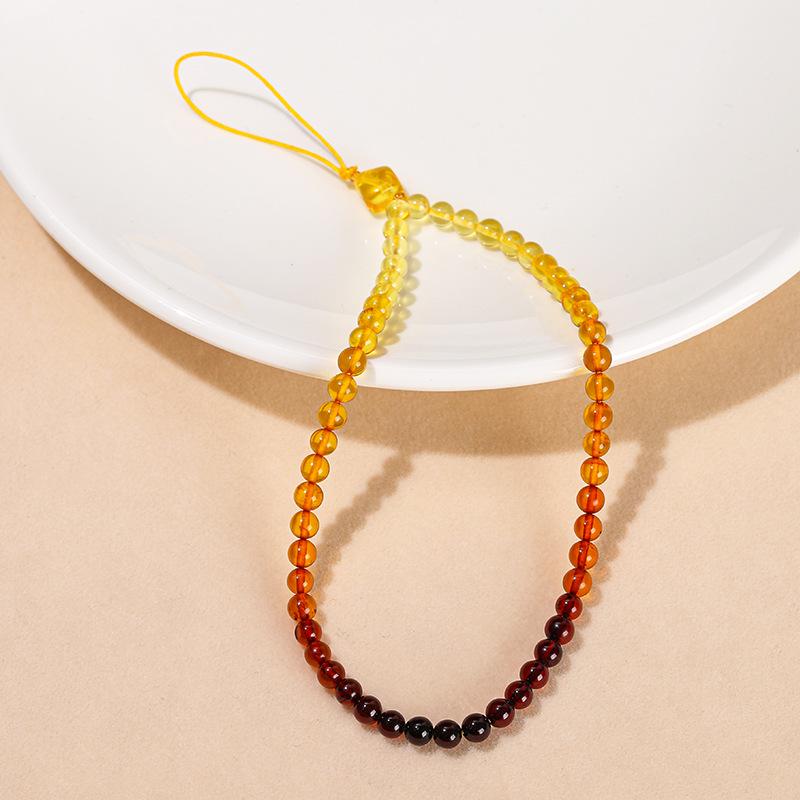 Jingde Jewelry Gradient Amber Beeswax Beaded Phone and ID Wrist Lanyard