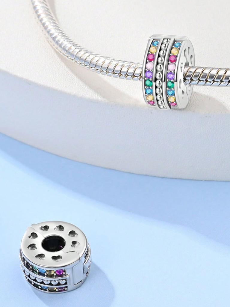 Colored Diamond Clips And Spacers Beads Charm Copper Plated Fit Charms Copperoriginal Bracelet For Jewelry Making Diy Charm