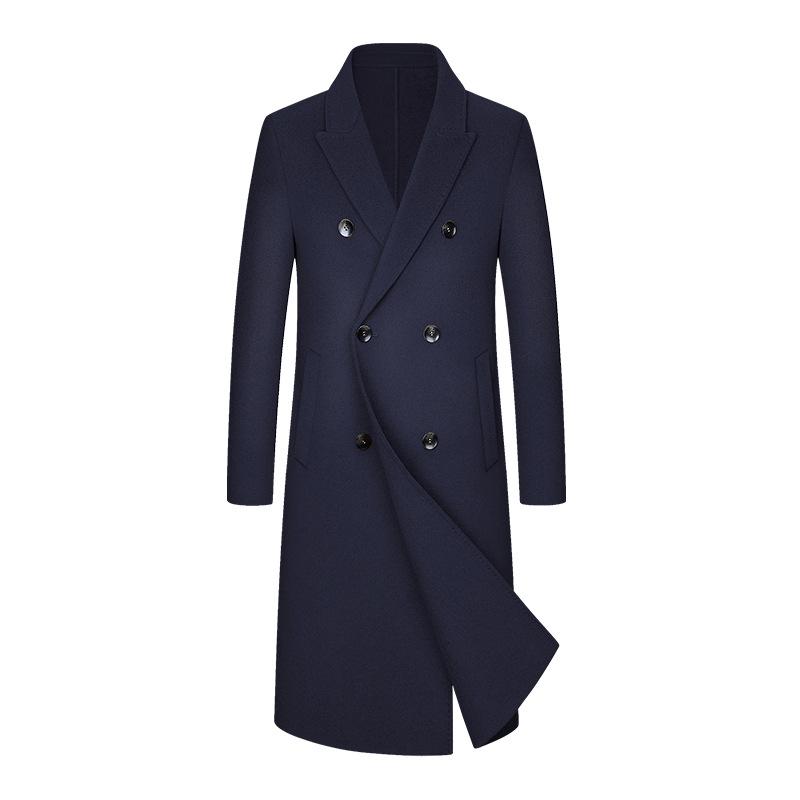 Trench pentru bărbați, toamnă și iarnă, realizat manual, pe două fețe, din lână, la tendința de moda pentru tineret.