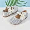 Girls' Princess Shoes Spring and Autumn New Children's Bowknot Flat Leather Shoes Baby Soft Sole Shiny Crystal Shoes