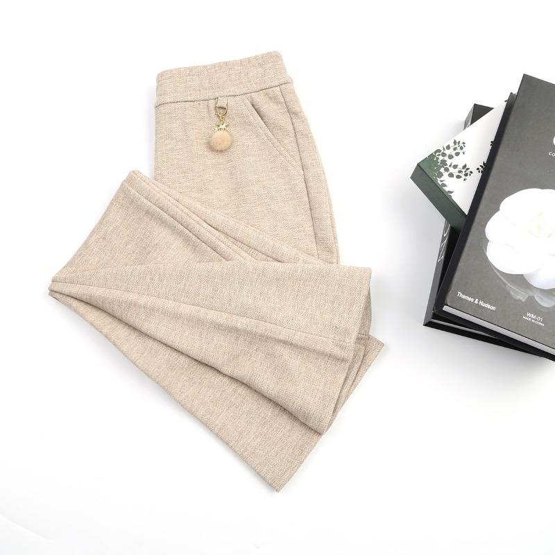 

Skinny cashmere woolen micro-flared pants straight casual women s pants autumn and winter new drape high-end fashion trousers women 5XL [Recommended 140-79kg