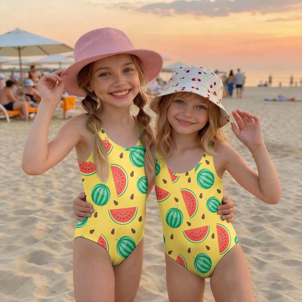 Girls One Piece Swimsuit Summer Kids Fruit Print Swimwear Toddler Bathing Suit Children Casual Beachwear for Swimming Pool