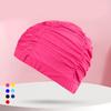 Fabric Swimming Cap for Women Man Pleated Elastic Comfort Bathing Cap Keep Hairstyle Unchanged Nylon Cloth Swim Cap