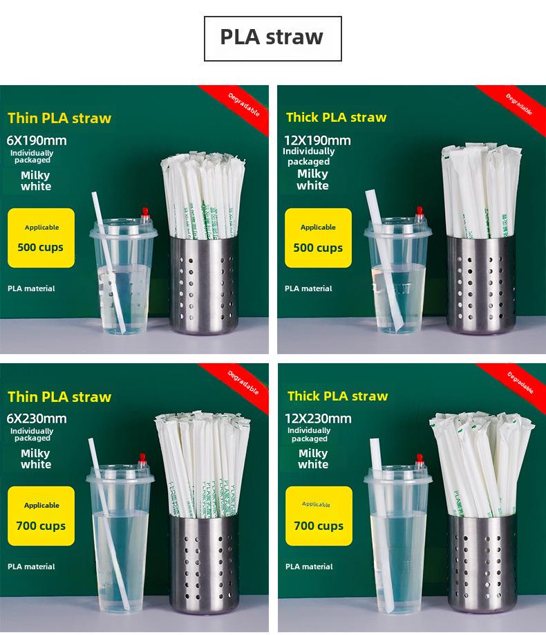Disposable Transparent Thick PLA Pearl Milk Tea Straws with Independent Packaging
