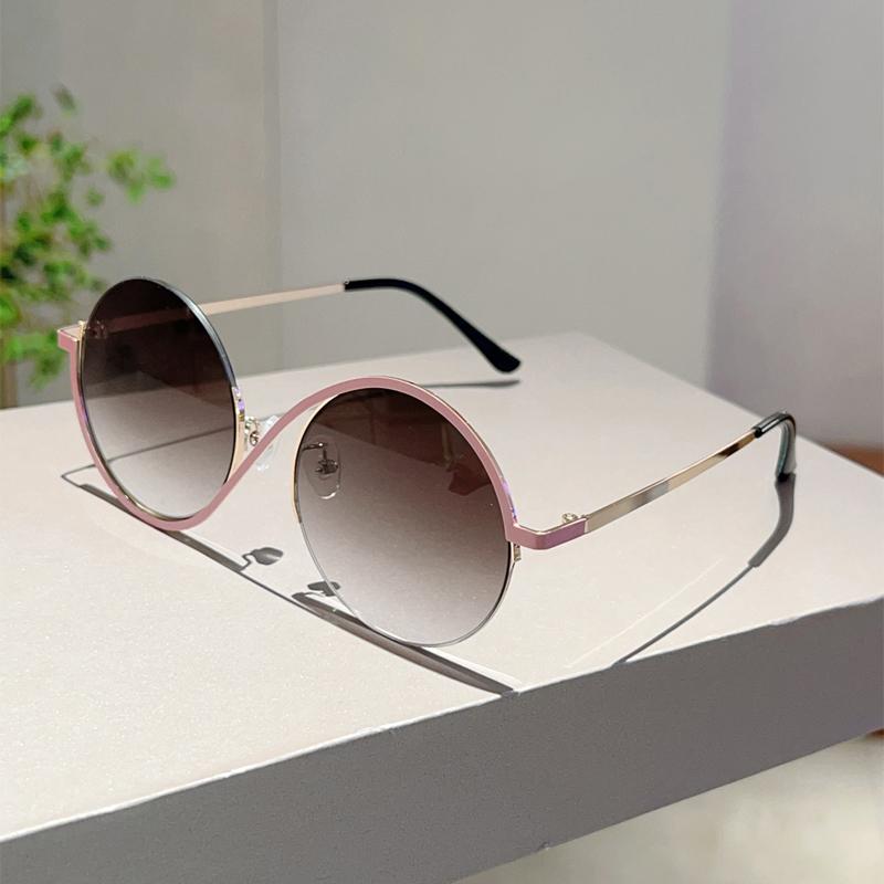 Fashion Round Gradient Shades Women New Chic Korean Style Decor Sunglasses Oversize Vacation Beach Anti UV Sun Glasses