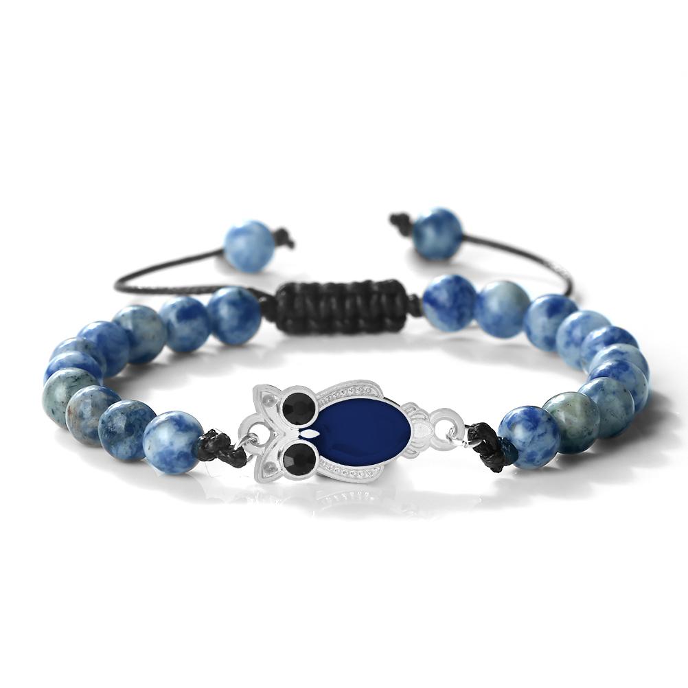 6mm Owl Pendant Black Matte Bracelet For Men Adjustable Animal Charm Bangle Boho Gothic Jewelry Gift Idea Unisex  Fine Accessory