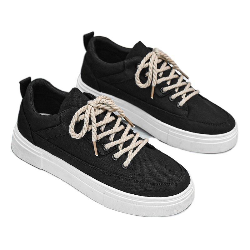 Canvas men's shoes 2024 new niche design versatile casual board shoes student sports black cloth shoes trendy shoes