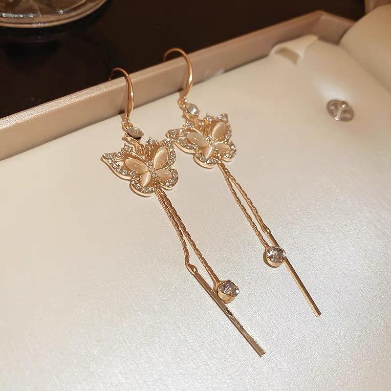 New Fashion Trend Unique Design Elegant Delicate Zircon Butterfly Tassel Earrings For Women Jewelry Wedding Party Premium Gifts