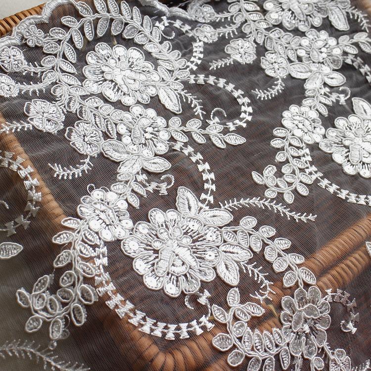 Embroidery Lace Accessories, Bridal Wedding Dress Diy Handmade Lace Clothing Clothes Sequined Lace Fabric Fabric