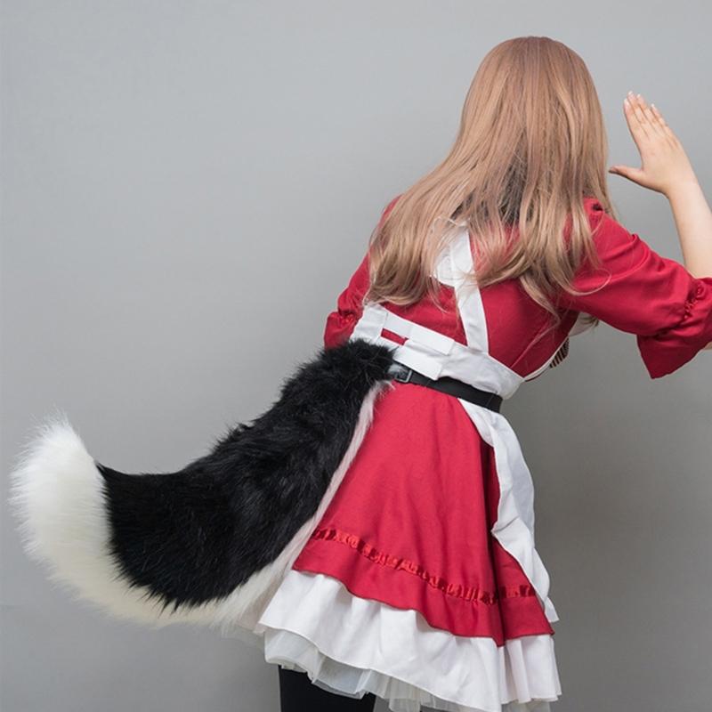 Foxes Wolf Ears Headband Faux Furs Tail Halloween Cosplay Party Costume Accessories Gumiho Costume for Women Men Gifts