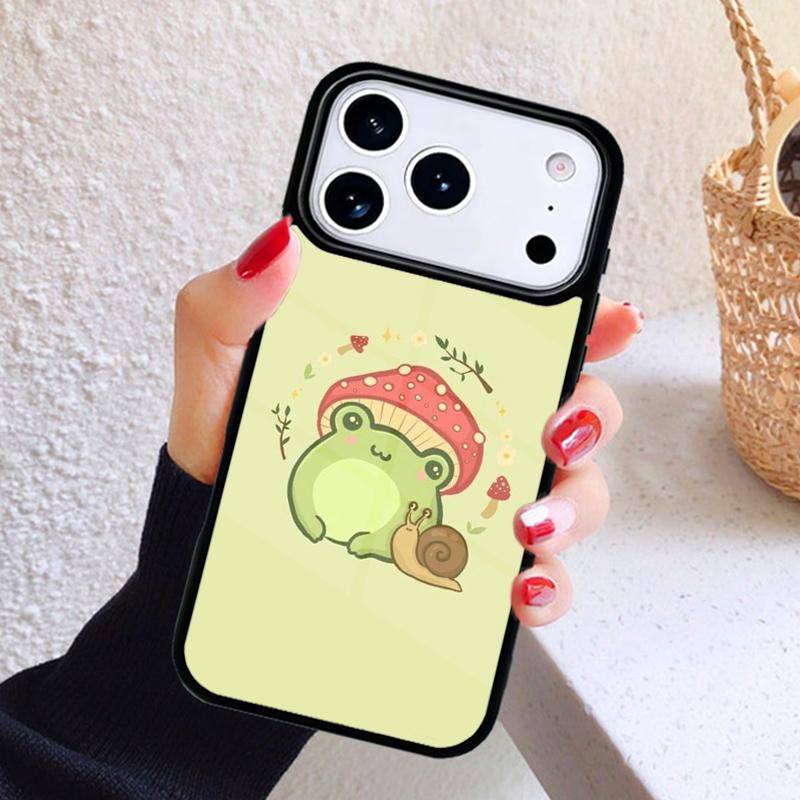 Mushroom Frog Cartoon Phone Case For iPhone 17 Air 16 15 14 13 12 11 Pro Max Plus