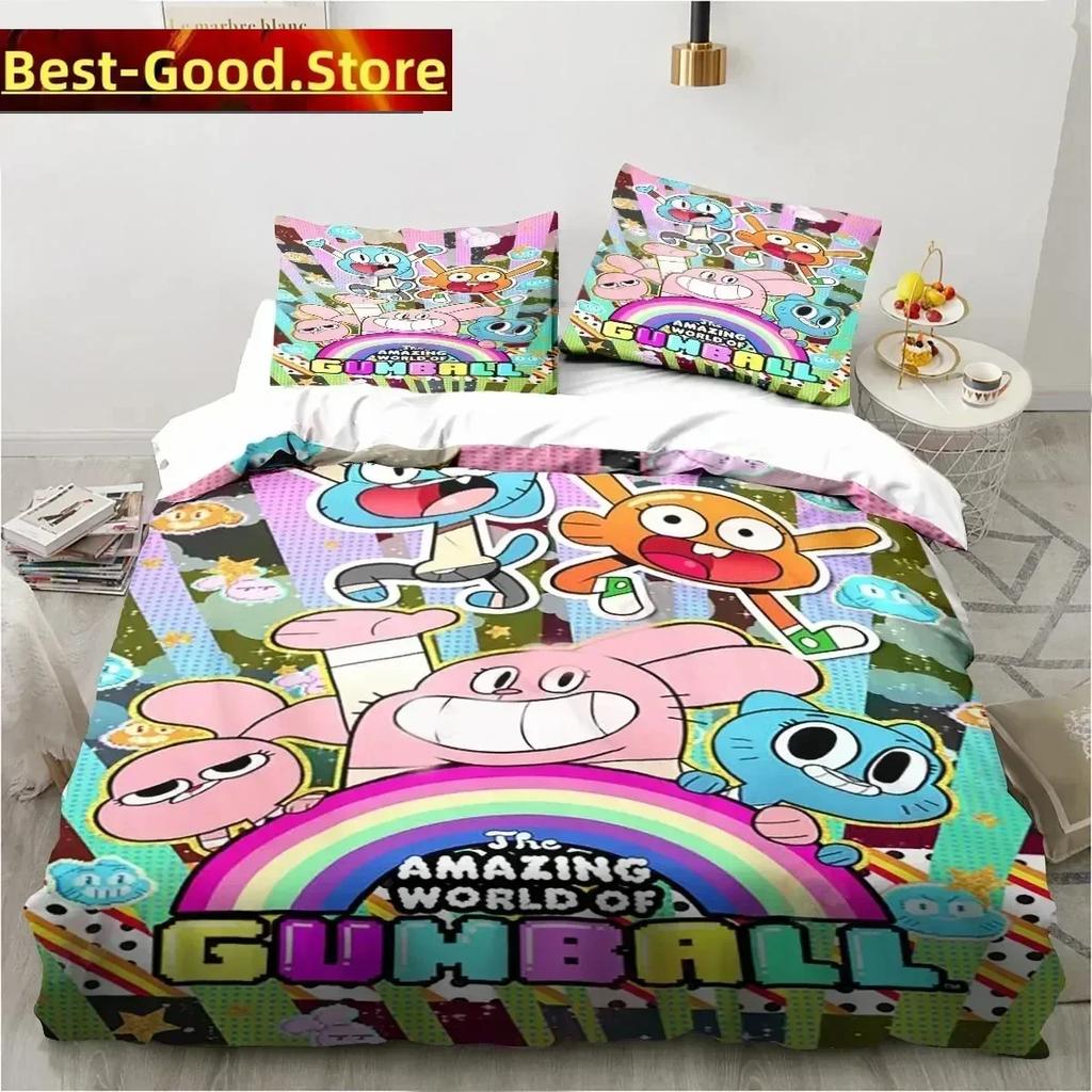 Cartoon The Amazing World Bedding Set Gumball Boys Girls Twin Queen King Size Duvet Cover Pillowcase Bed boys Adult