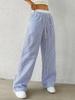 2025 European-American Women's Striped Straight-Leg Summer Trousers, Casual Thin Style
